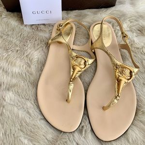 Authentic Gucci Gold Horsebit Sandals!